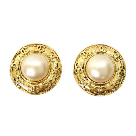 chanel faux pearl clip-on earrings|pre owned Chanel earrings.